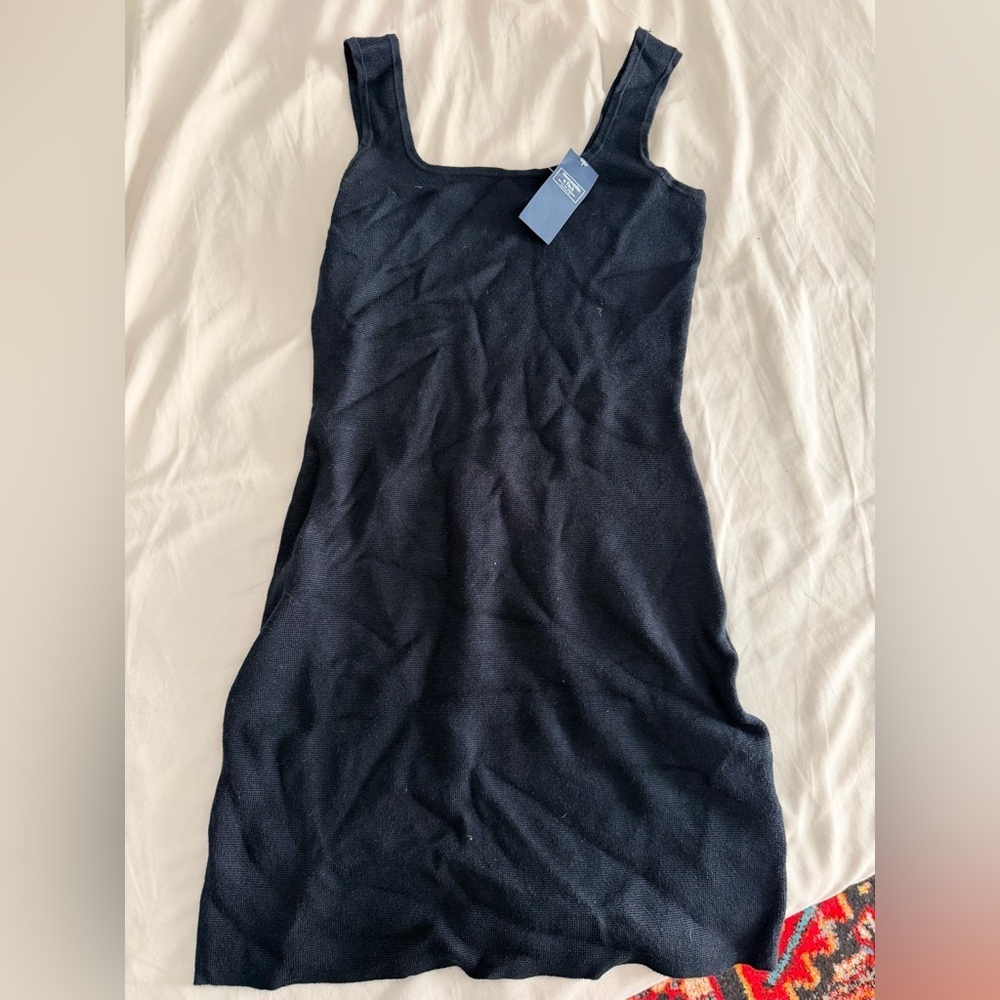 Abercrombie black knit sweater mini dress medium petite nwt